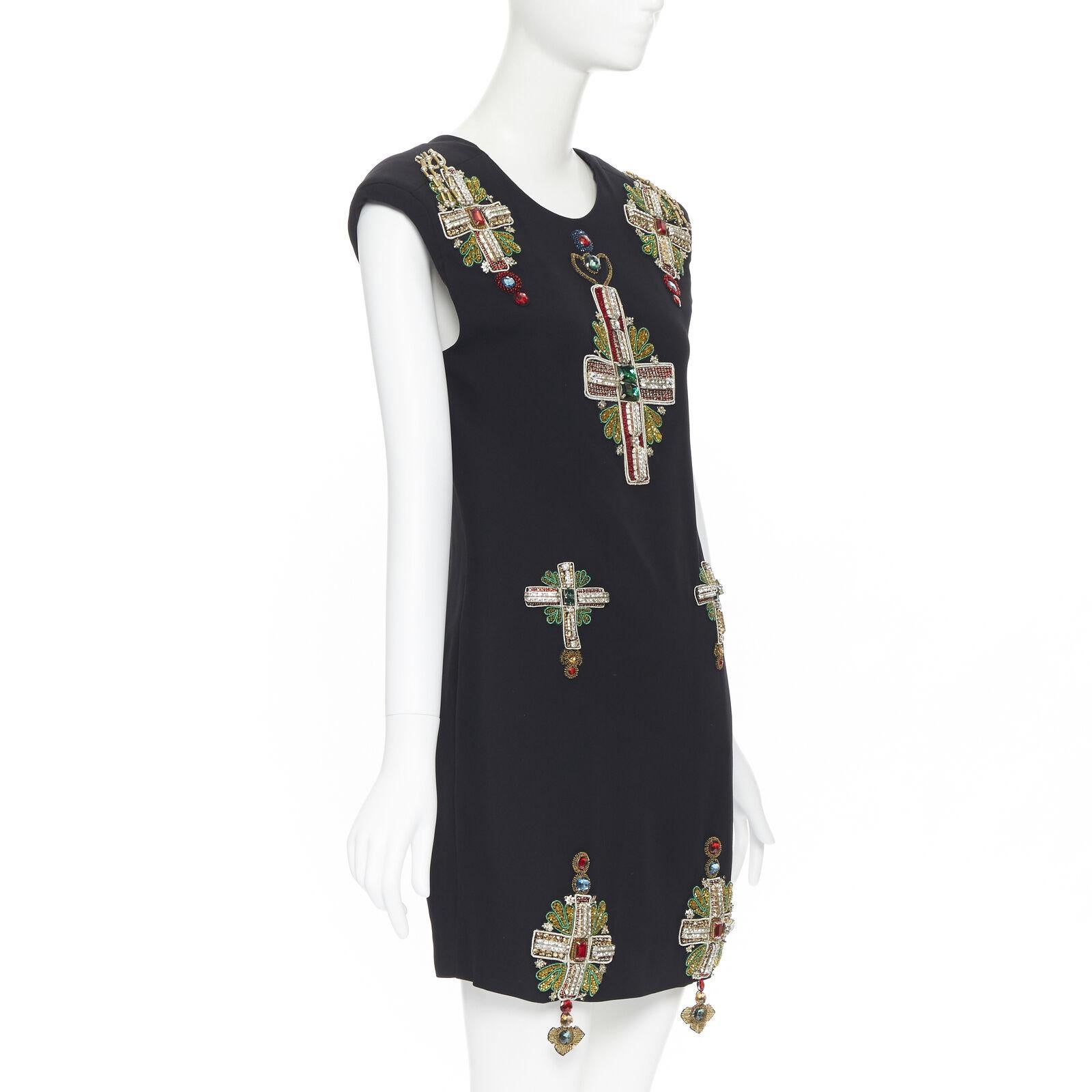 new VERSACE SS18 Tribute Runway Byzantine cross jewel encrusted mini dress IT40 In New Condition In Hong Kong, NT