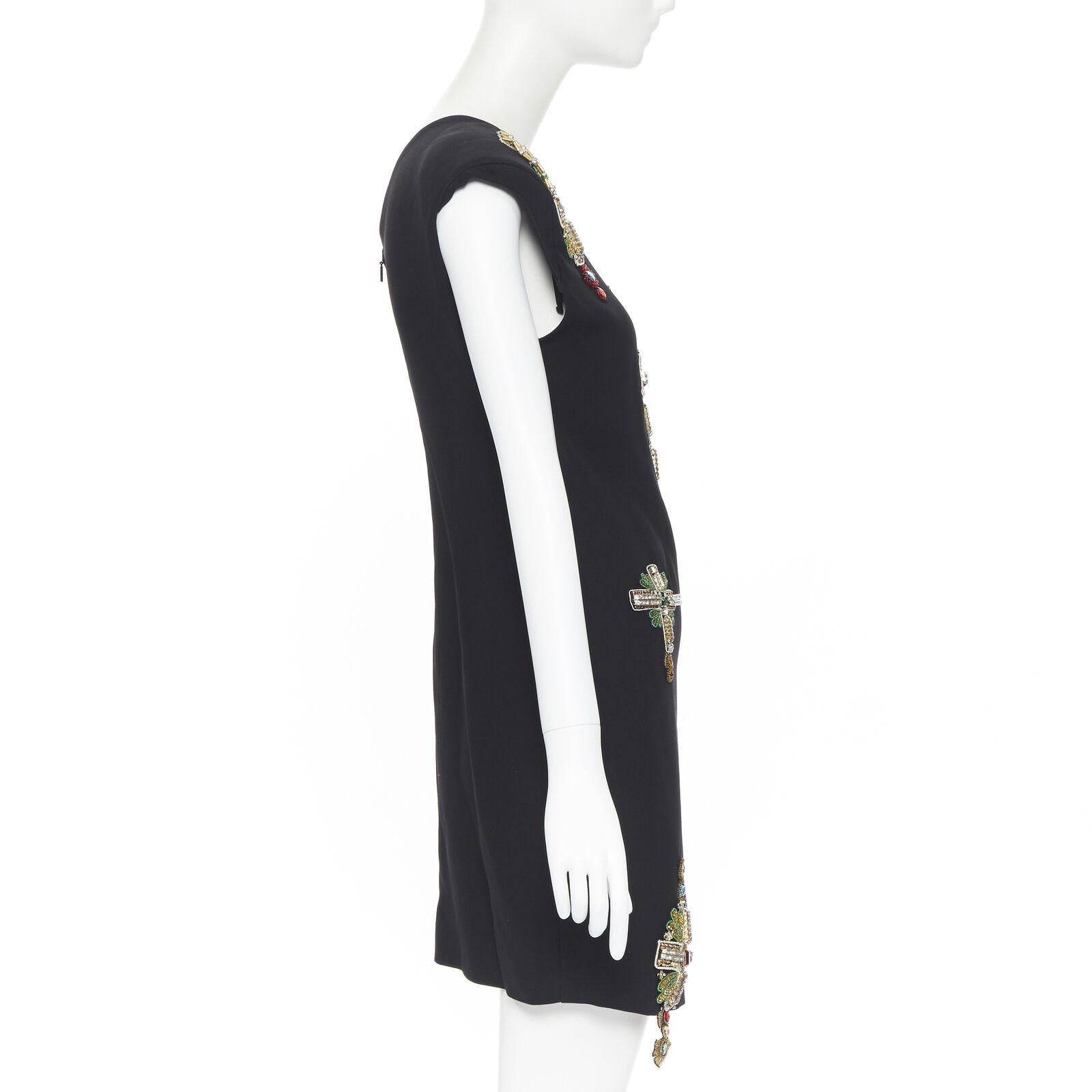Women's new VERSACE SS18 Tribute Runway Byzantine cross jewel encrusted mini dress IT40