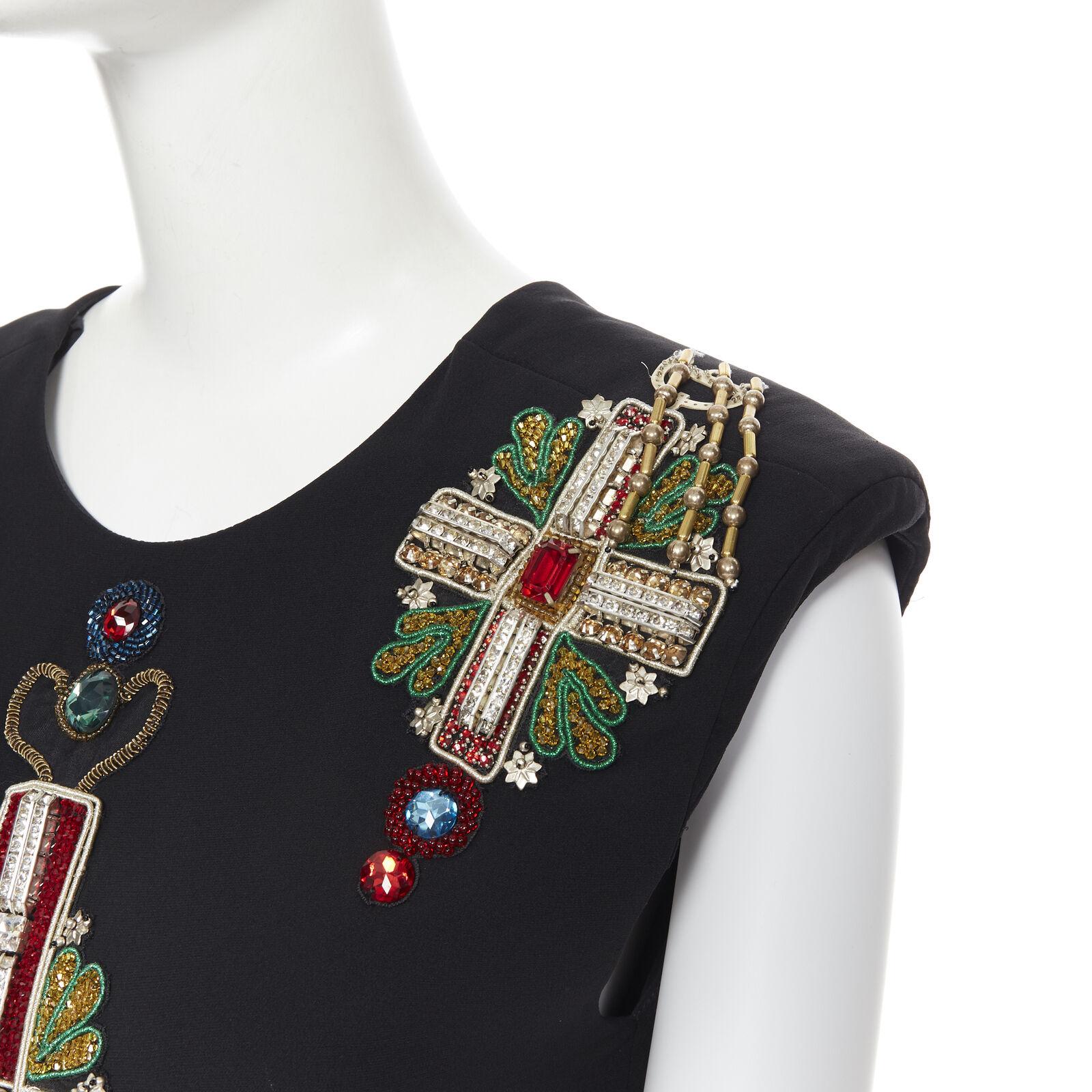 new VERSACE SS18 Tribute Runway Byzantine cross jewel encrusted mini dress IT40 2