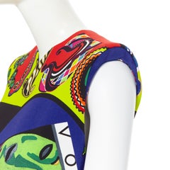 new VERSACE SS18 Tribute Vogue SS1991 pop art print padded mini dress IT42 M