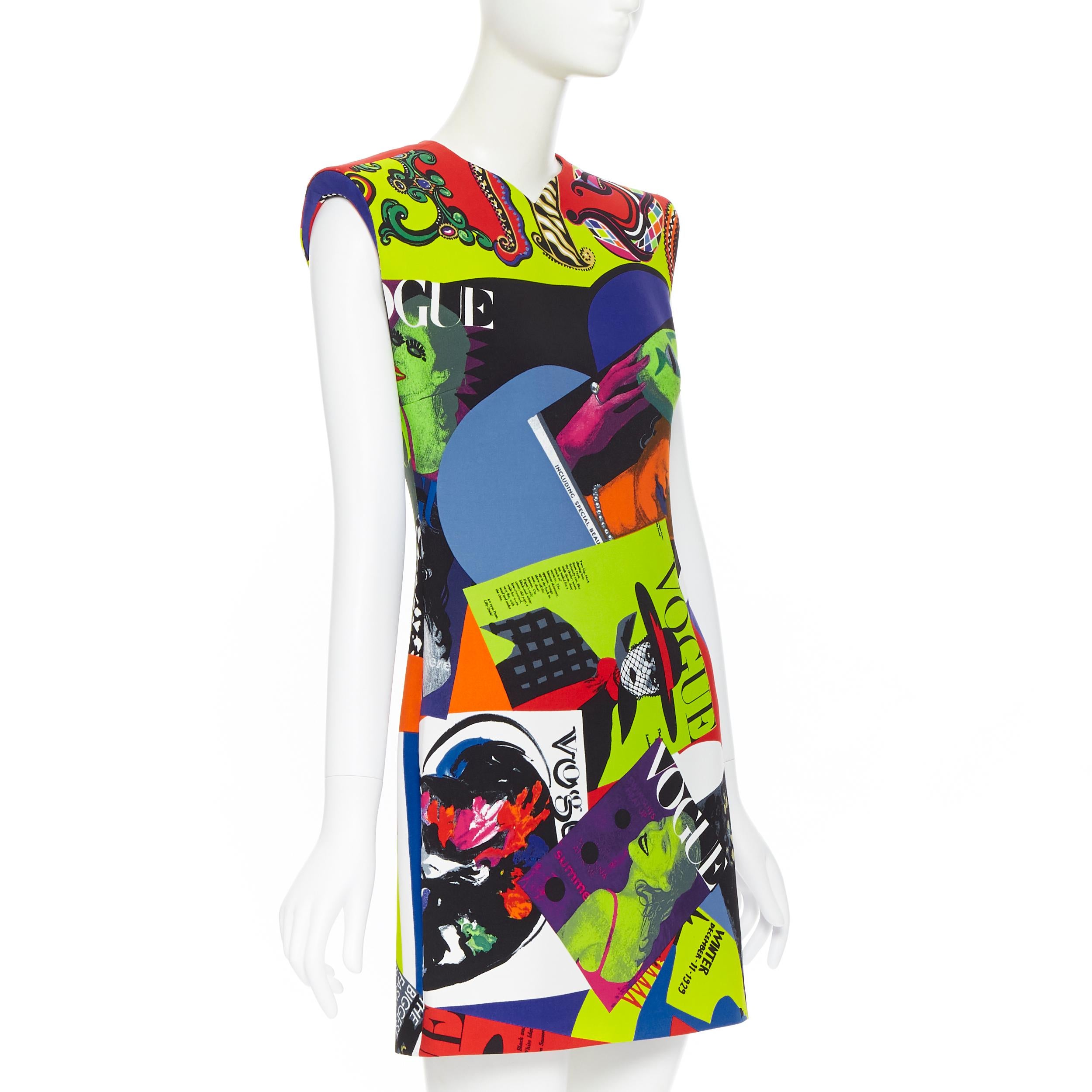 new VERSACE SS18 Tribute Vogue SS1991 pop art print padded mini dress IT42 M In New Condition In Hong Kong, NT