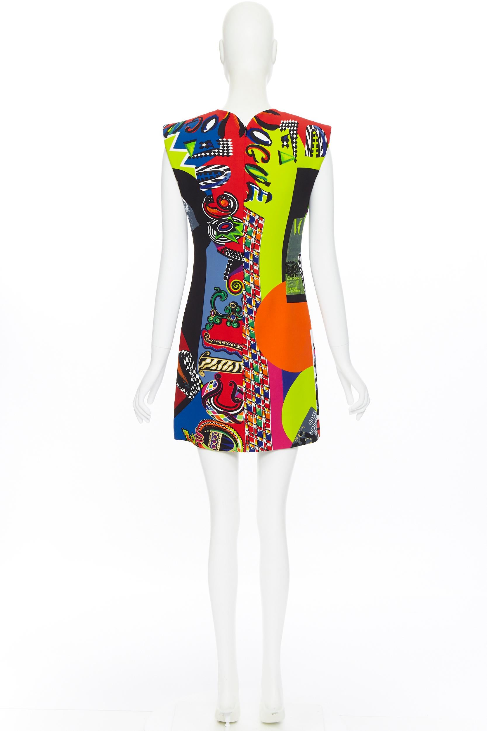 new VERSACE SS18 Tribute Vogue SS1991 pop art print padded mini dress IT42 M 1