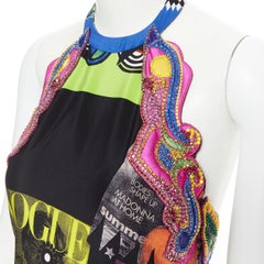 new VERSACE SS18 Vogue SS1991 Tribute print crystal embellished halter gown IT38