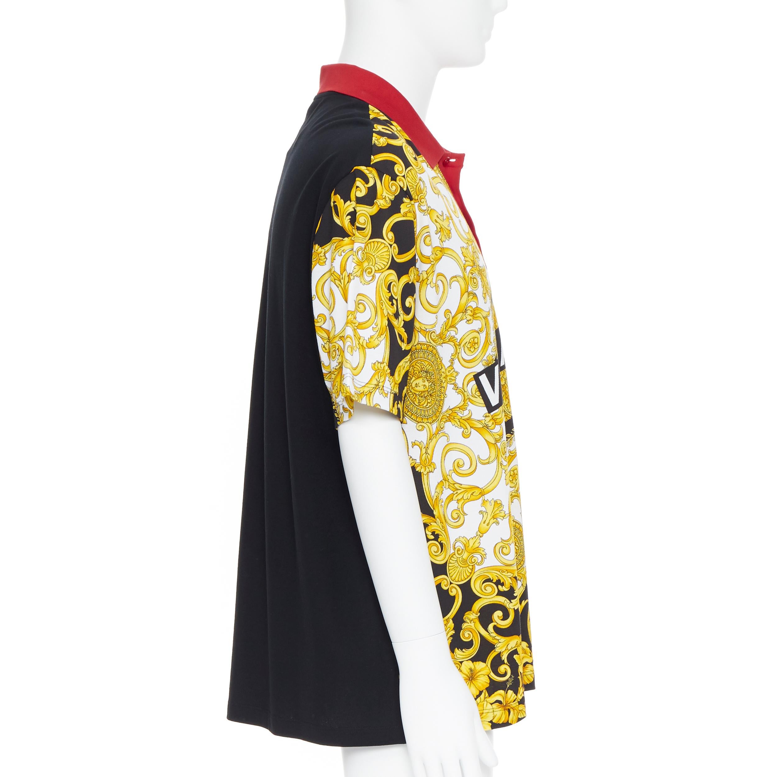 nuevo VERSACE SS19 negro oro barroco cuadro logotipo Medusa impresión polo top 4XL en Nuevo Estado en Hong Kong, NT