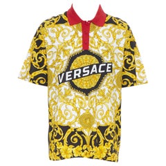 new VERSACE SS19 black gold baroque box logo Medusa print polo shirt top 4XL