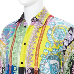 new VERSACE SS19 Techni Baroque floral print 100% silk relaxed  shirt top EU38 S