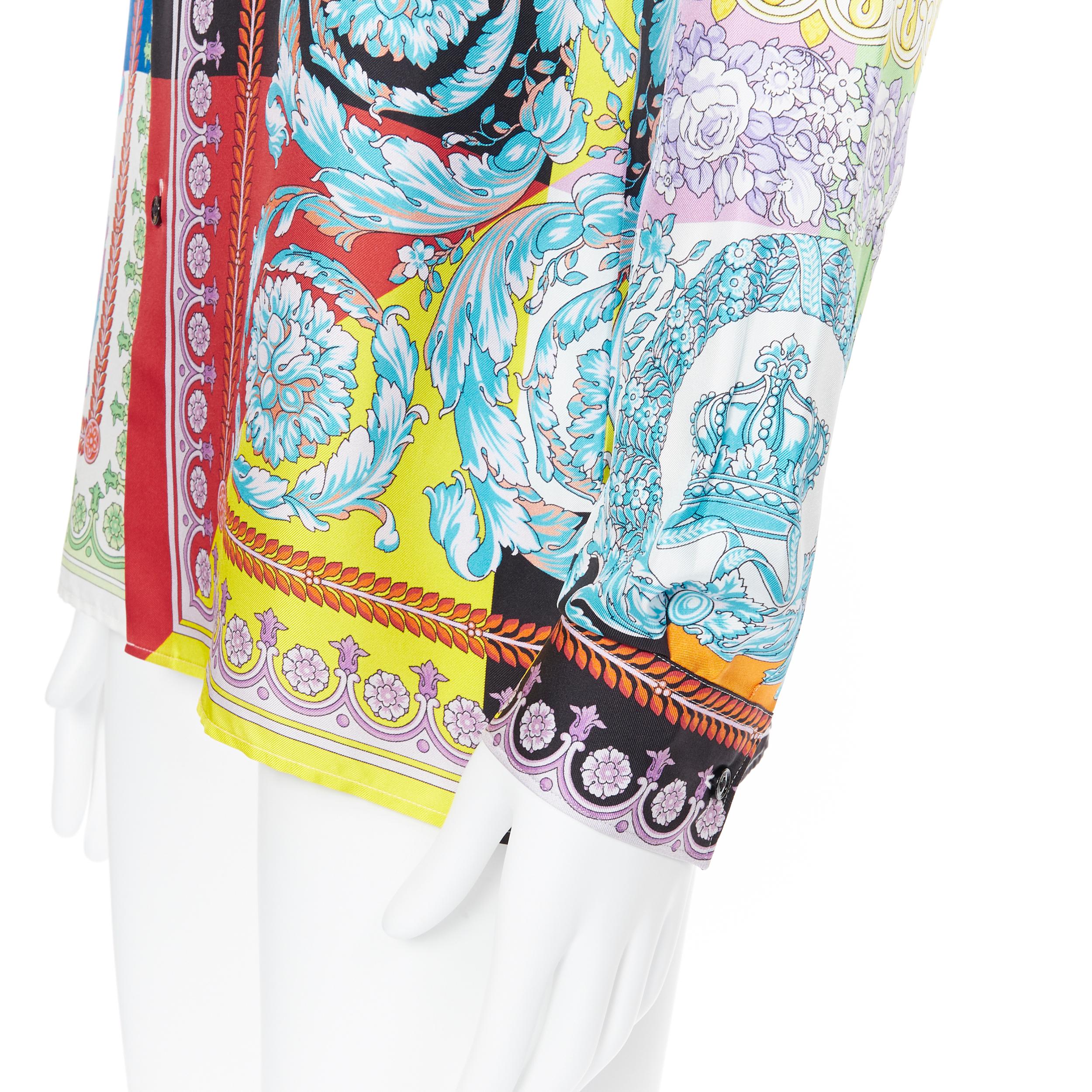 Men's new VERSACE SS19 Techni Baroque floral print 100% silk relaxed  shirt top EU38 S