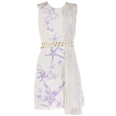 Versace Starfish Plisse Panel Belted Dress