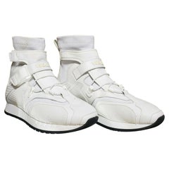 New Versace STRAP LACED HIGH-TOP SNEAKERS in WHITE 43.5 - 10.5