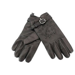 NEW VERSACE STUDDED BLACK RUNWAY LEATHER GLOVES for MEN