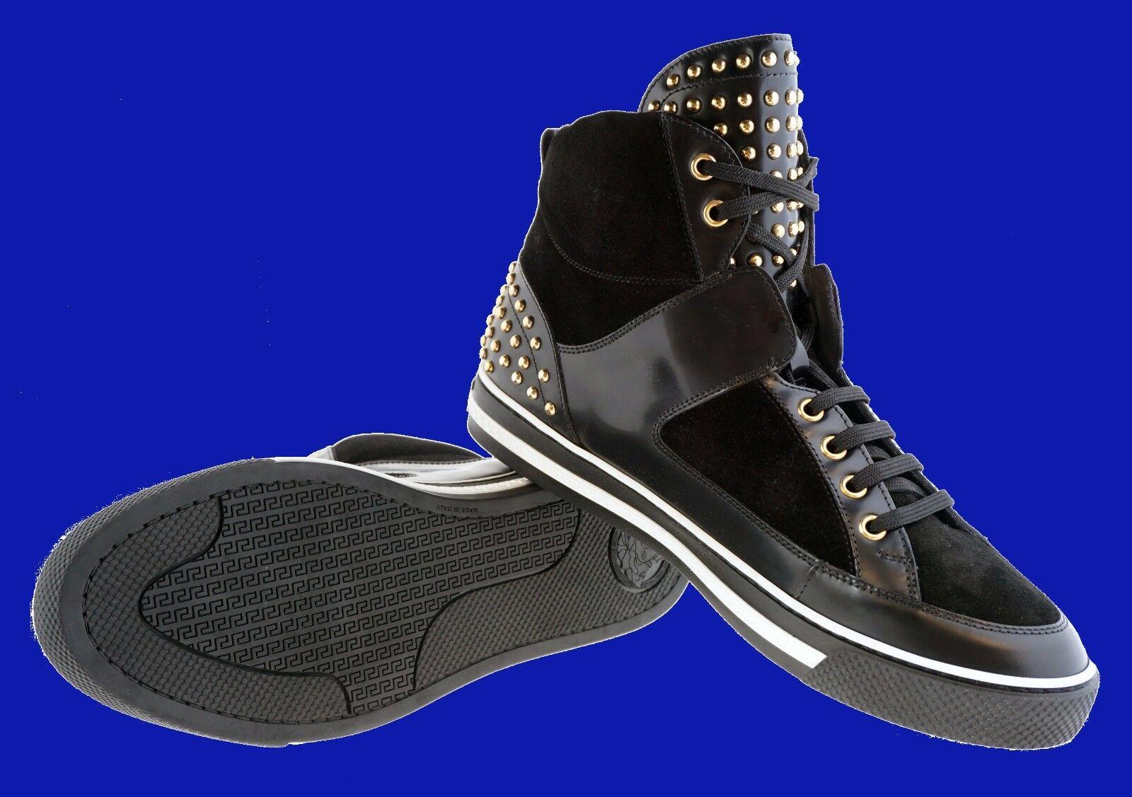 Black NEW VERSACE STUDDED HIGH-TOP Sneakers 42.5 - 9.5