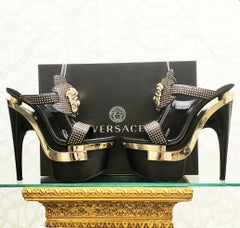 New VERSACE Studded Palazzo Platform Sandals Sz 38, 38.5, 39, 40, 41