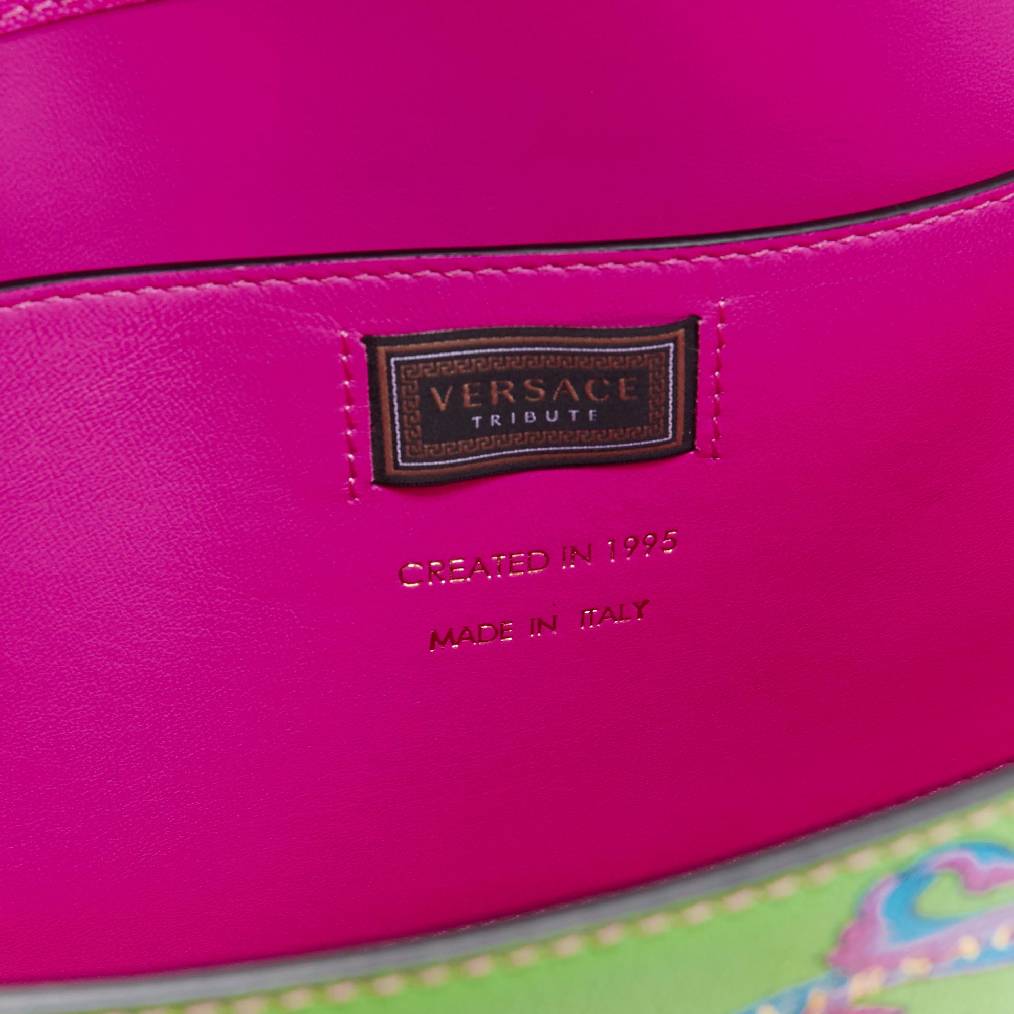new VERSACE Technicolor Baroque Diana Tribute print top handle Kelly satchel bag 6