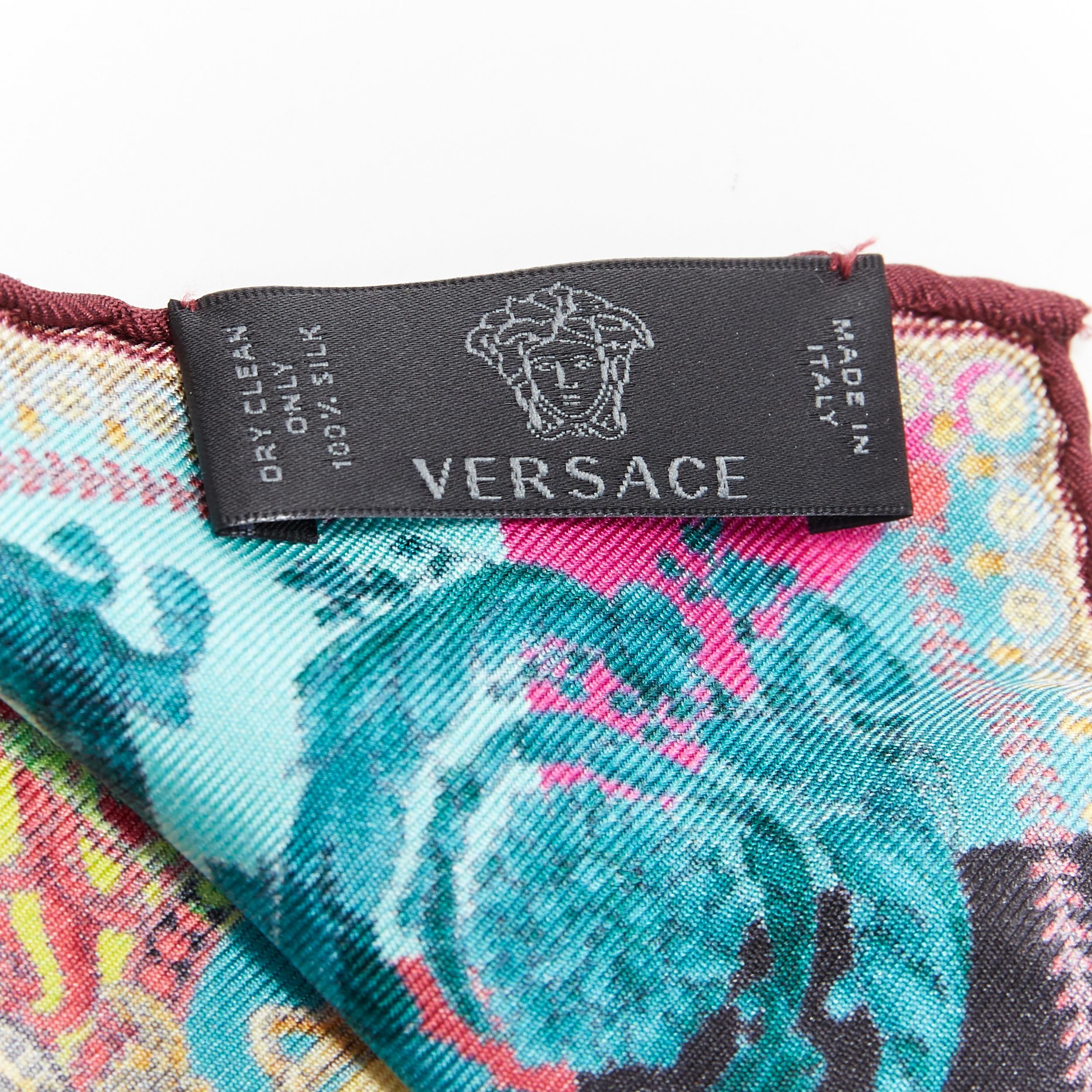 new VERSACE Technicolor Baroque silk scarf Medusa door hoop convertible earrings 3