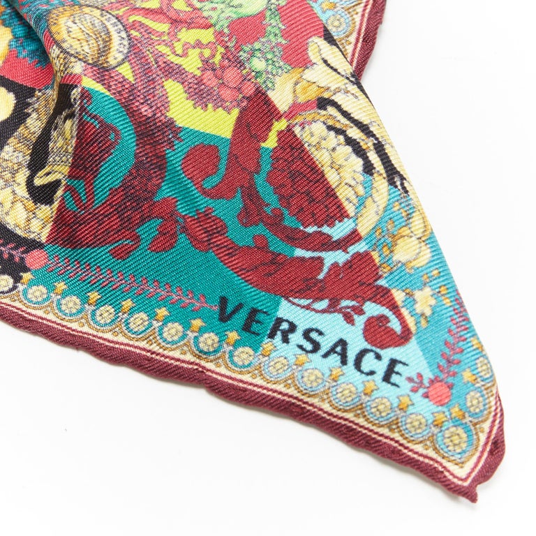 new VERSACE Technicolor Baroque silk scarf Medusa door hoop convertible
