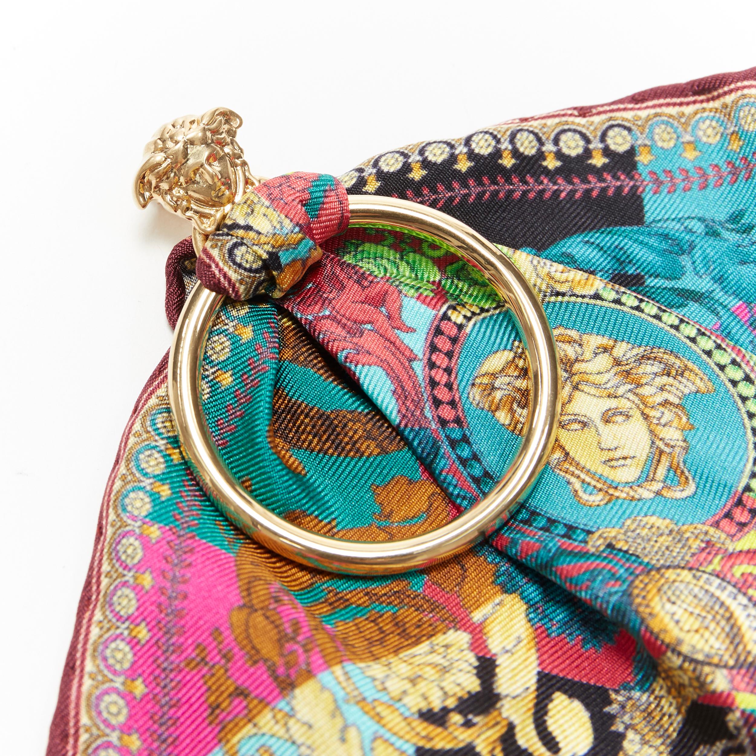 new VERSACE Technicolor Baroque silk scarf Medusa door hoop convertible earrings 2