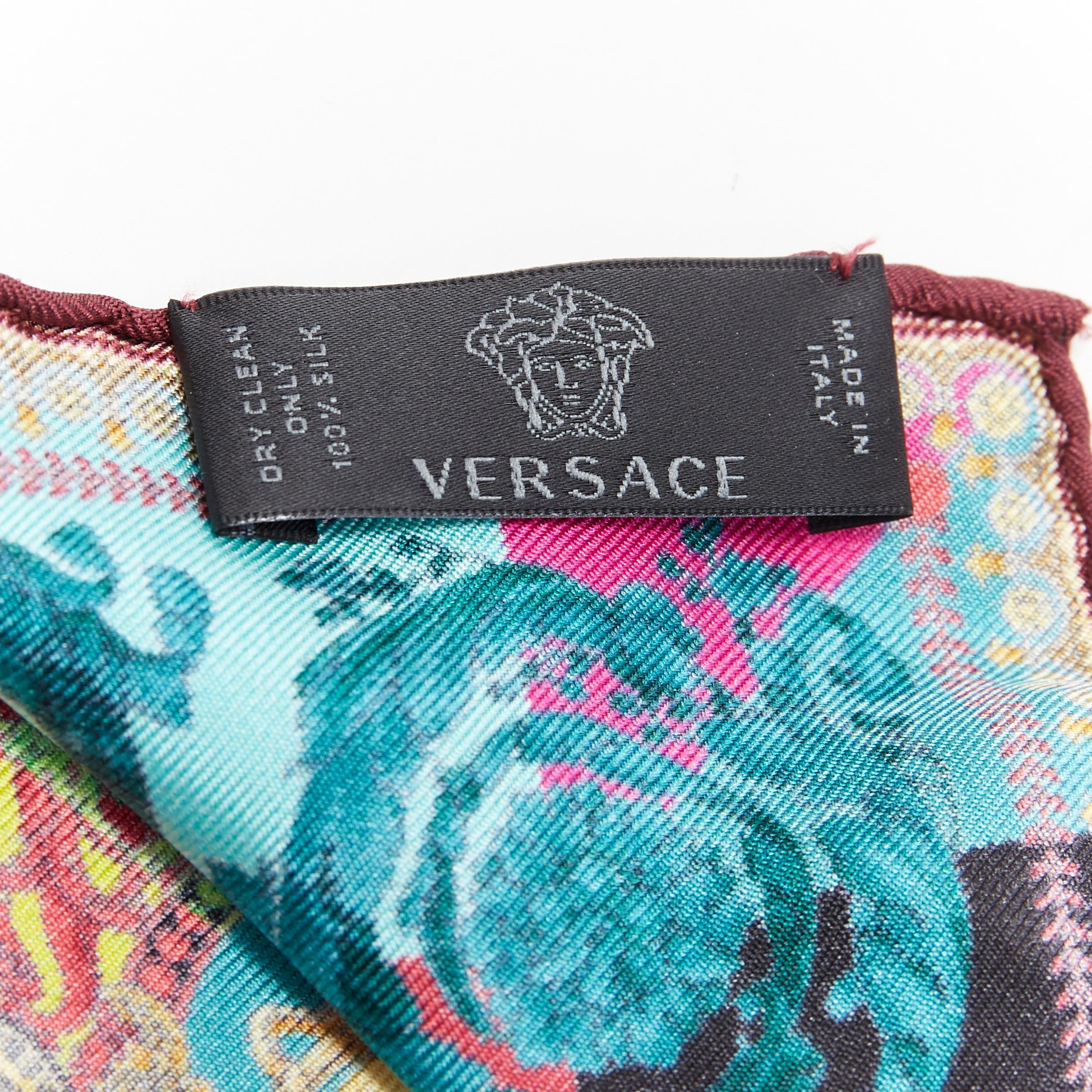 new VERSACE Technicolor Baroque silk scarf Medusa door hoop convertible earrings 4