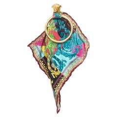 new VERSACE Technicolor Baroque silk scarf Medusa door hoop convertible earrings