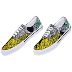 NEW VERSACE TEXTILE MULTI COLOR SNEAKERS w/SUEDE BACK 44 - 11