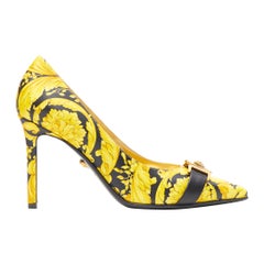 new VERSACE Tribute Baroque 1992 Hibiscus barocco Medusa strap leather heel EU39