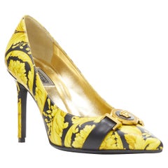 new VERSACE Tribute Baroque 1992 Hibiscus barocco Medusa strap leather heel EU39