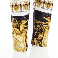 new VERSACE Tribute Baroque 1992 Runway black gold barocco legging pants IT44 M