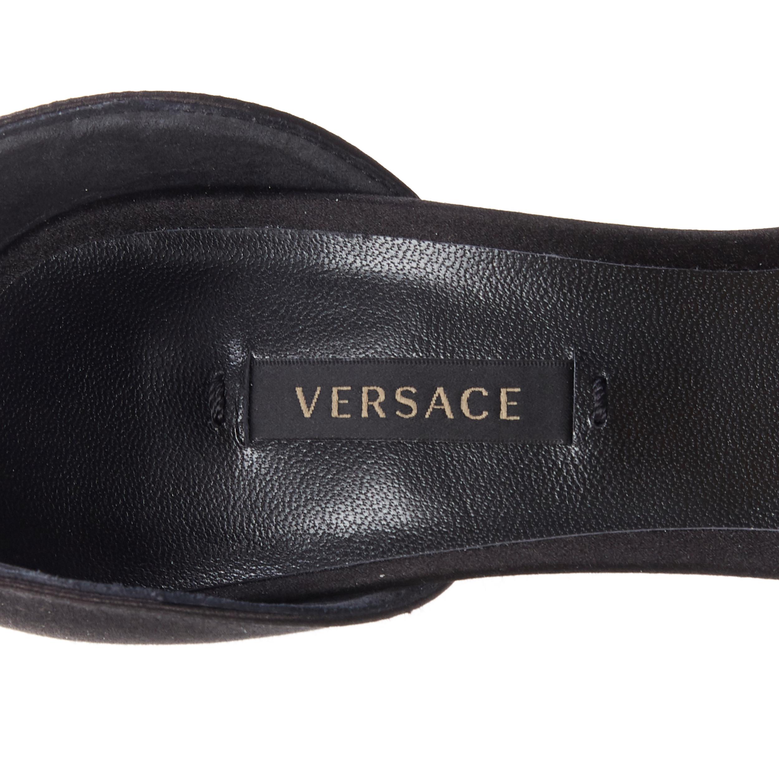 new VERSACE Tribute black strass crystal gold Medusa buckle strappy sandal EU39 2