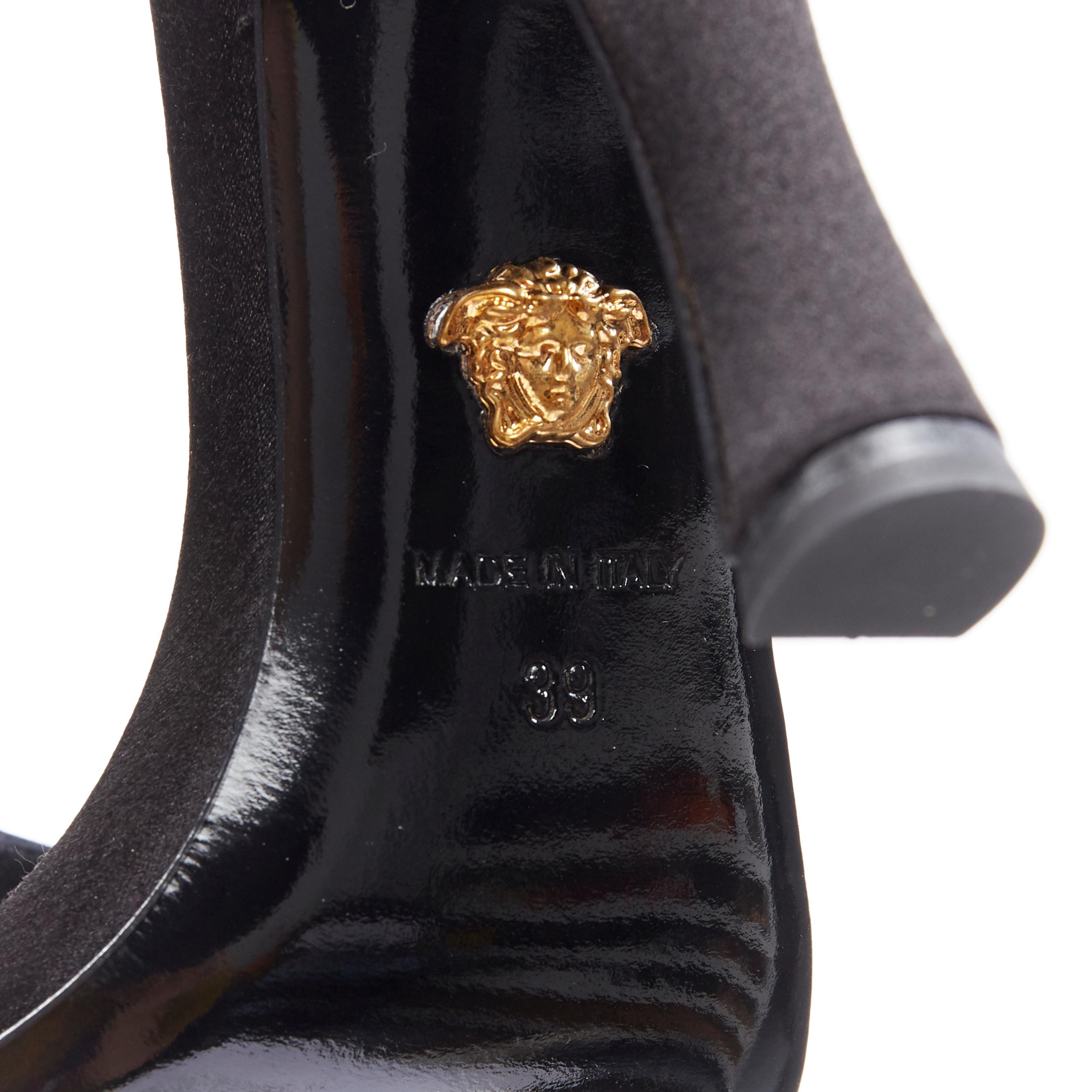 new VERSACE Tribute black strass crystal gold Medusa buckle strappy sandal EU39 3