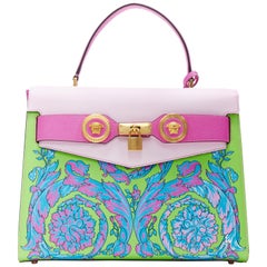 nuevo bolso satchel Kelly con asa superior de estampado barroco Technicolor Diana Tribute de VERSACE