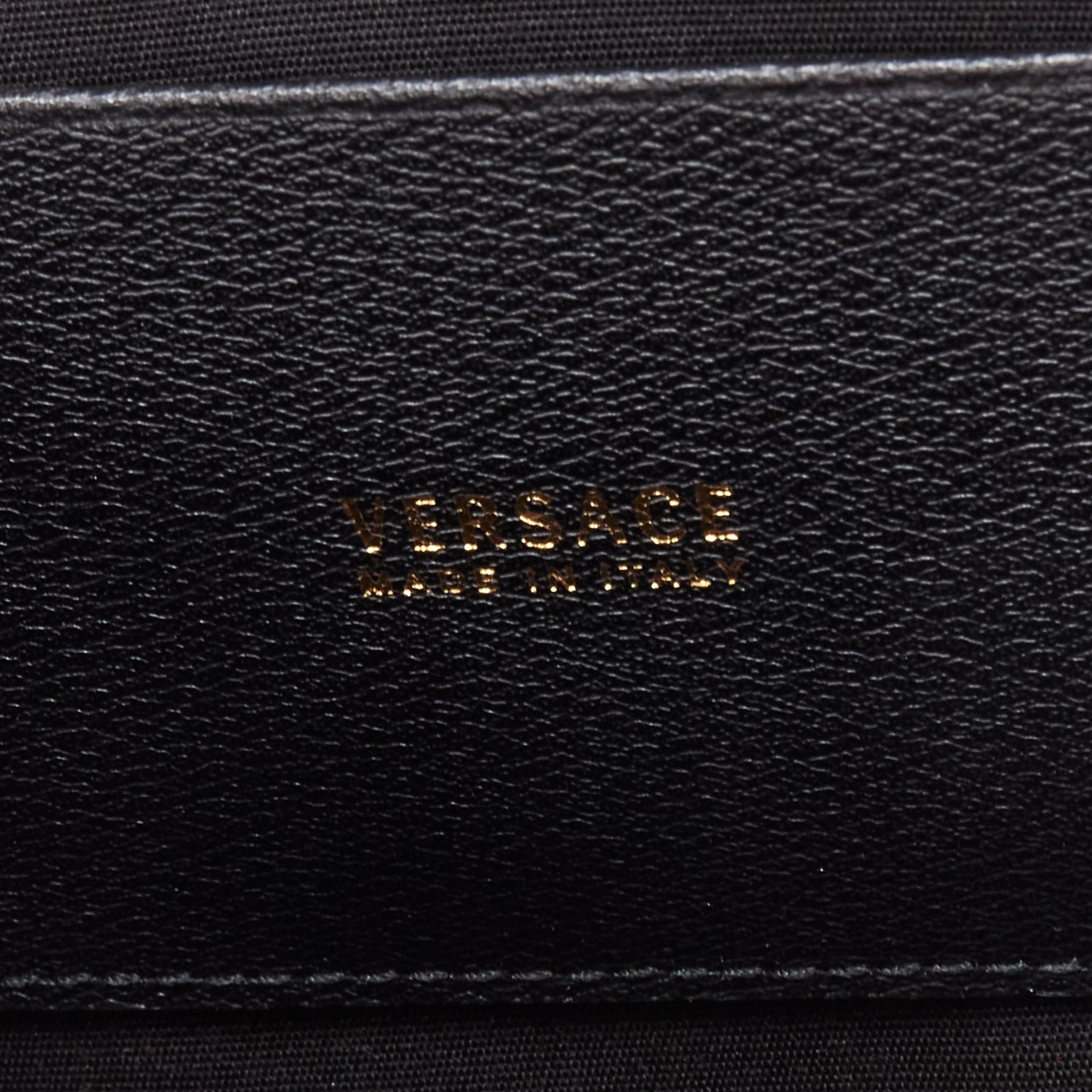 new VERSACE Tribute gold Medusa black leather small wristlet zip clutch bag 3
