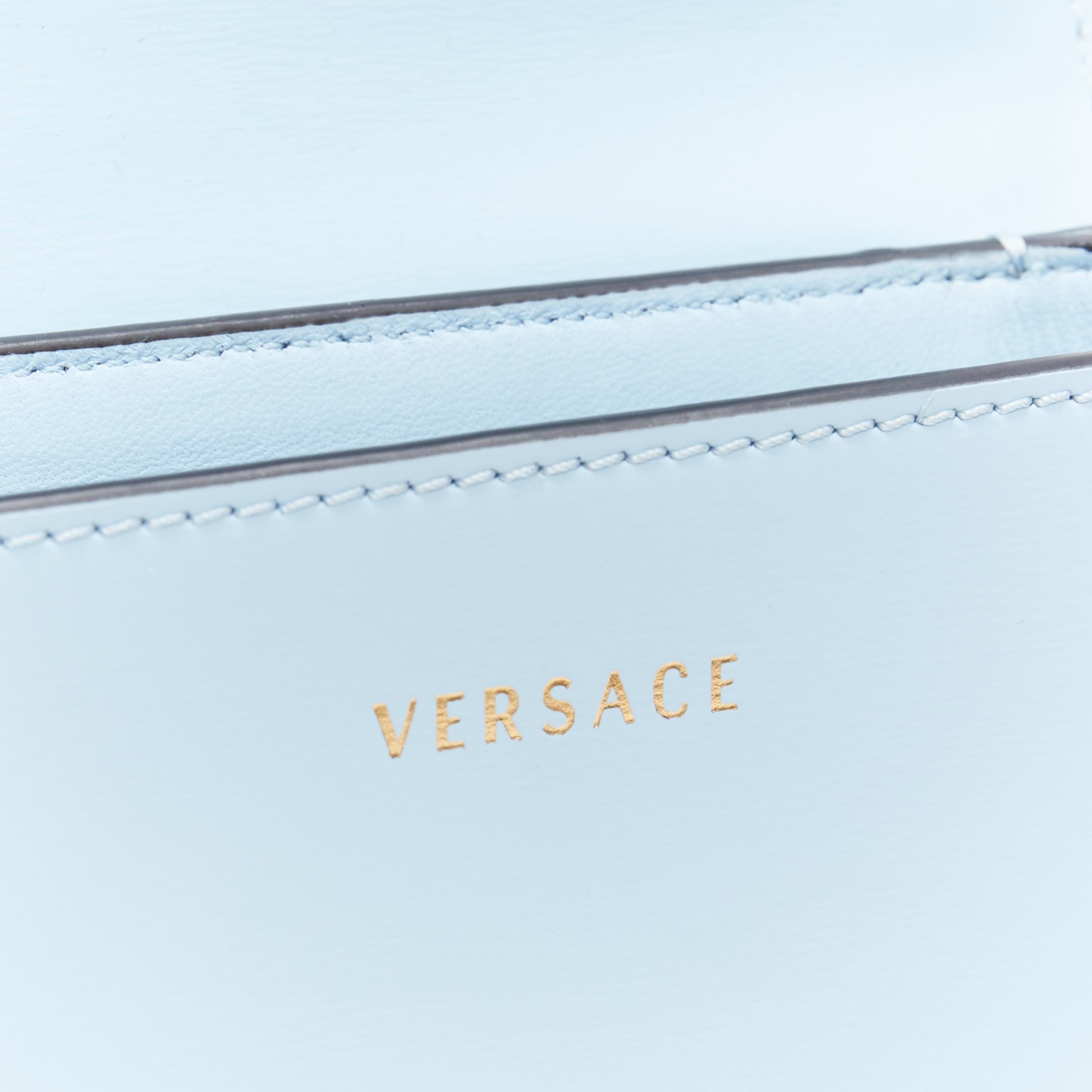 new VERSACE Tribute Icon sky blue gold Medusa turnlock greca chain flap bag 3
