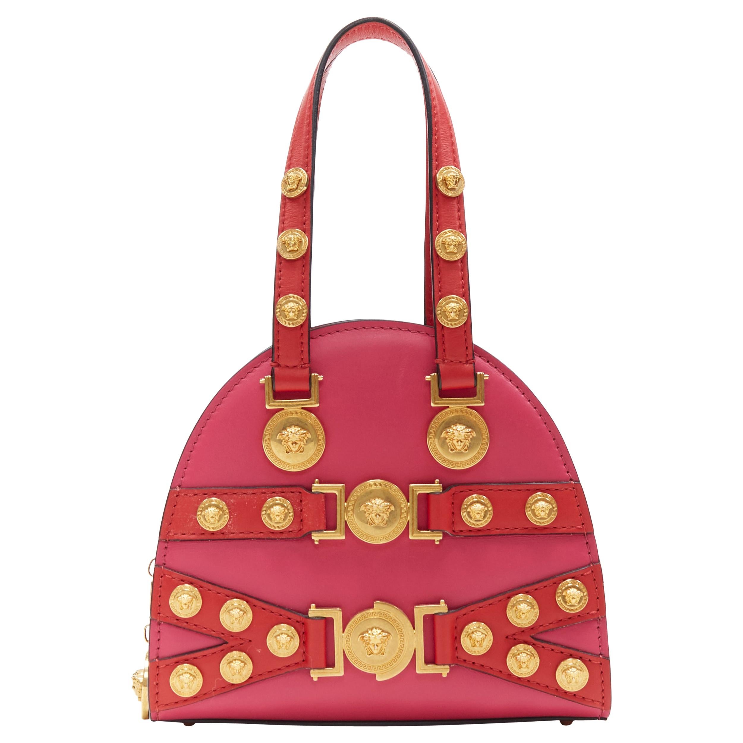 new VERSACE Tribute Medallion gold Medusa coin pink satchel small shoulder bag