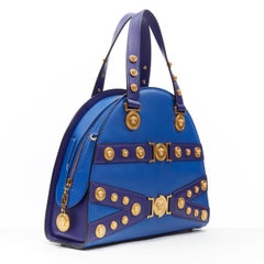 new VERSACE Tribute Medallion Medusa coin red leather satchel large bowling bag