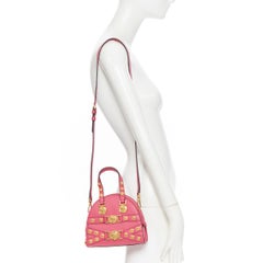 new VERSACE Tribute Medallion Small Bowling fuschia bondage Medusa stud bag