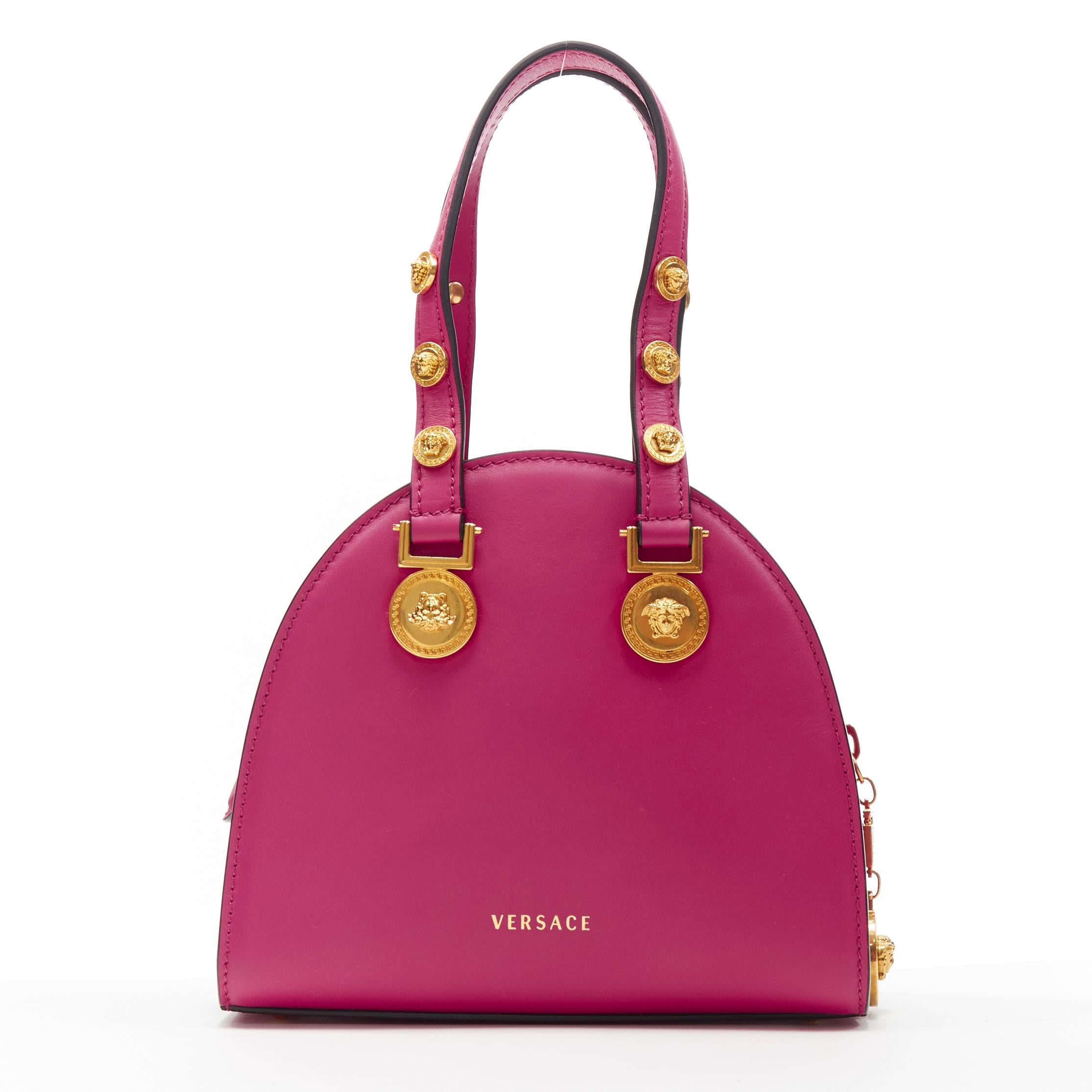 new VERSACE Tribute Medallion Small Bowling fuschia bondage Medusa stud bag In New Condition In Hong Kong, NT