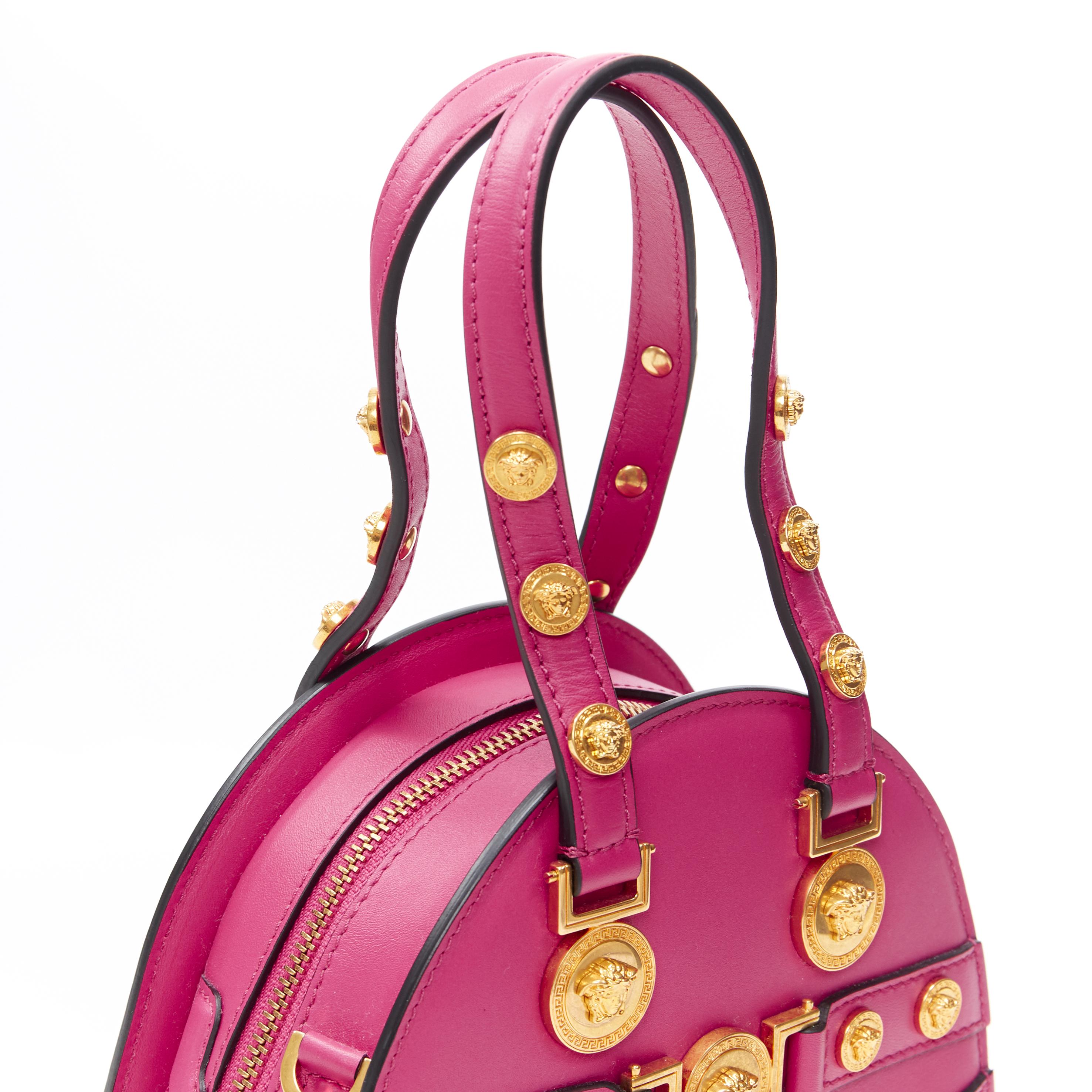 new VERSACE Tribute Medallion Small Bowling pink bondage strap Medusa stud bag In New Condition In Hong Kong, NT