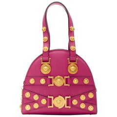 new VERSACE Tribute Medallion Small Bowling pink bondage strap Medusa stud bag