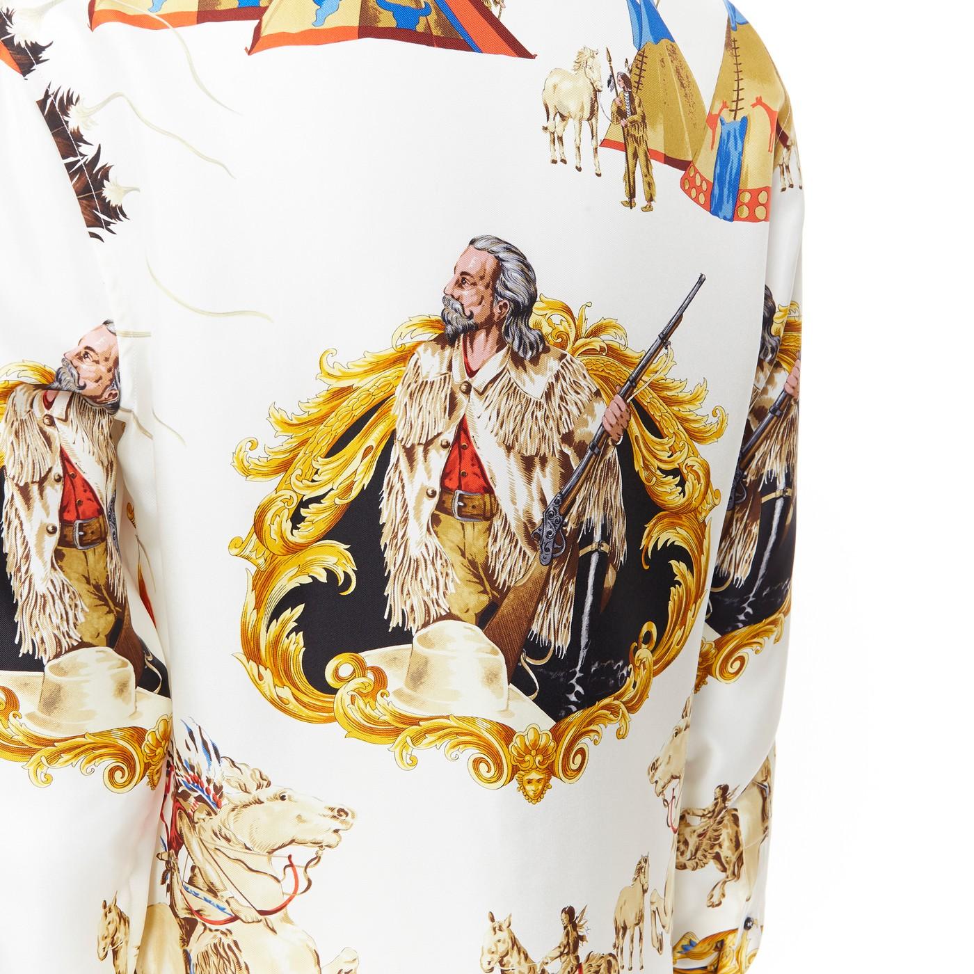 nuovo VERSACE Tribute Native America FW1992 stampa oro Medusa camicia in seta EU39 M. 5