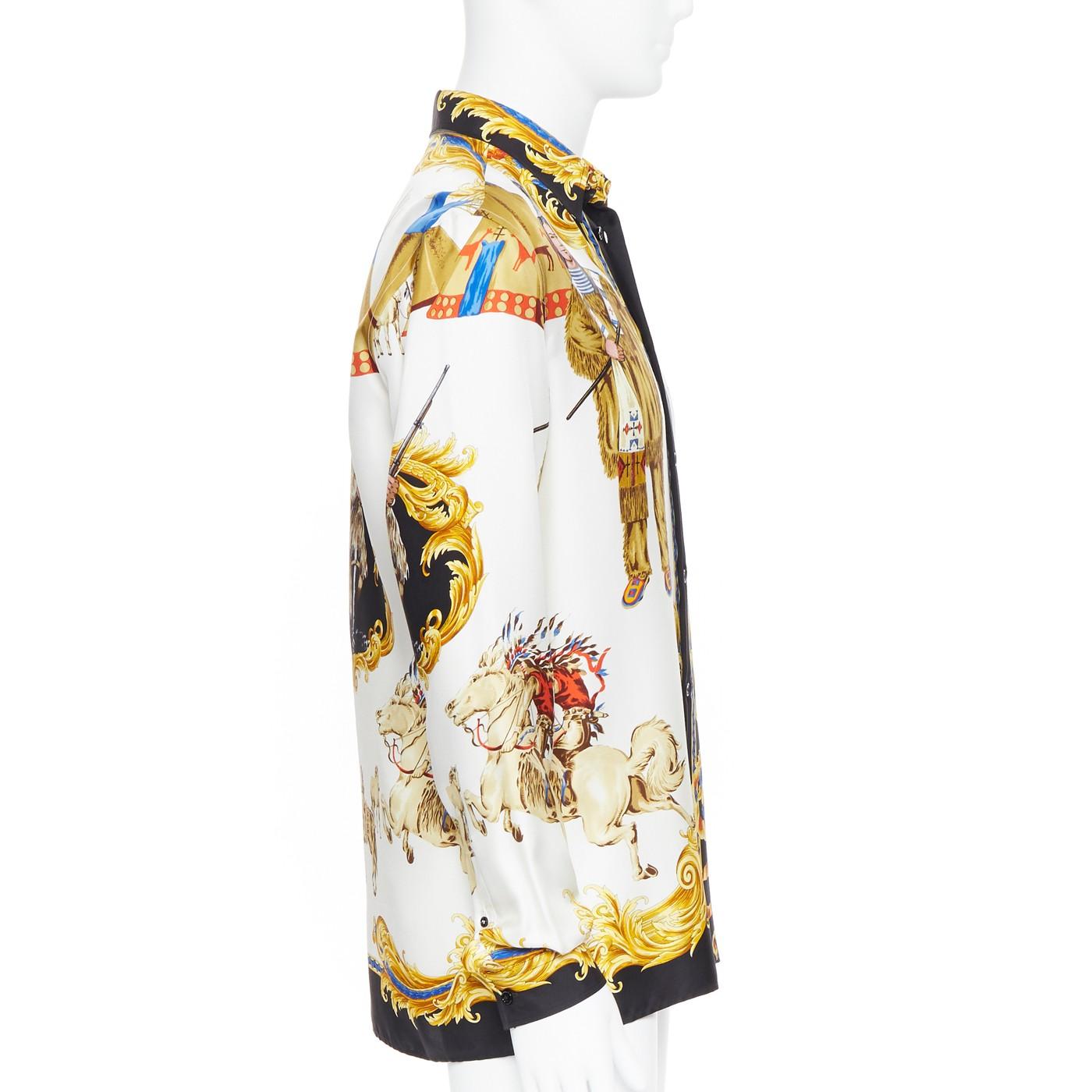 nuovo VERSACE Tribute Native America FW1992 stampa oro Medusa camicia in seta EU39 M. In condizioni Nuovo a Hong Kong, NT