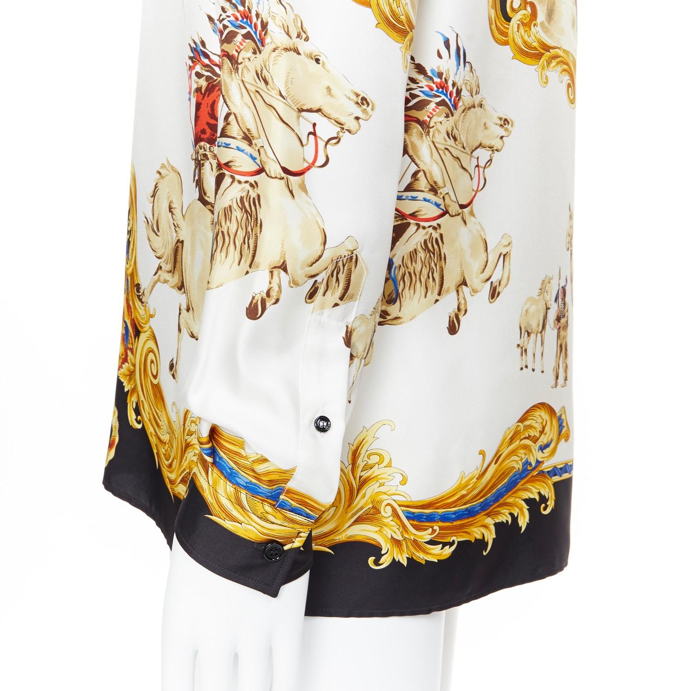 nuovo VERSACE Tribute Native America FW1992 stampa oro Medusa camicia in seta EU39 M. 3