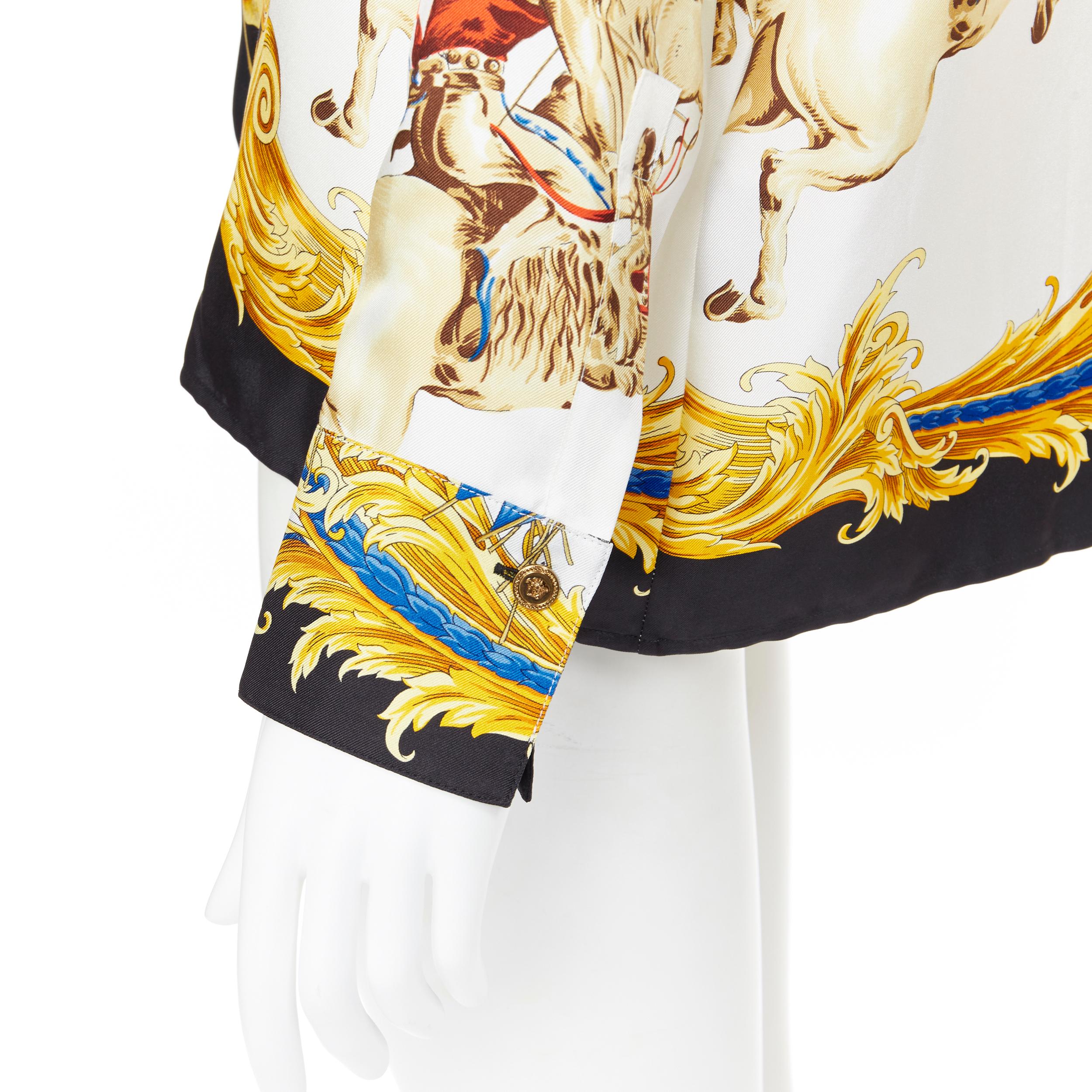 new VERSACE Tribute Native America FW1992 print gold Medusa silk shirt IT40 S 4