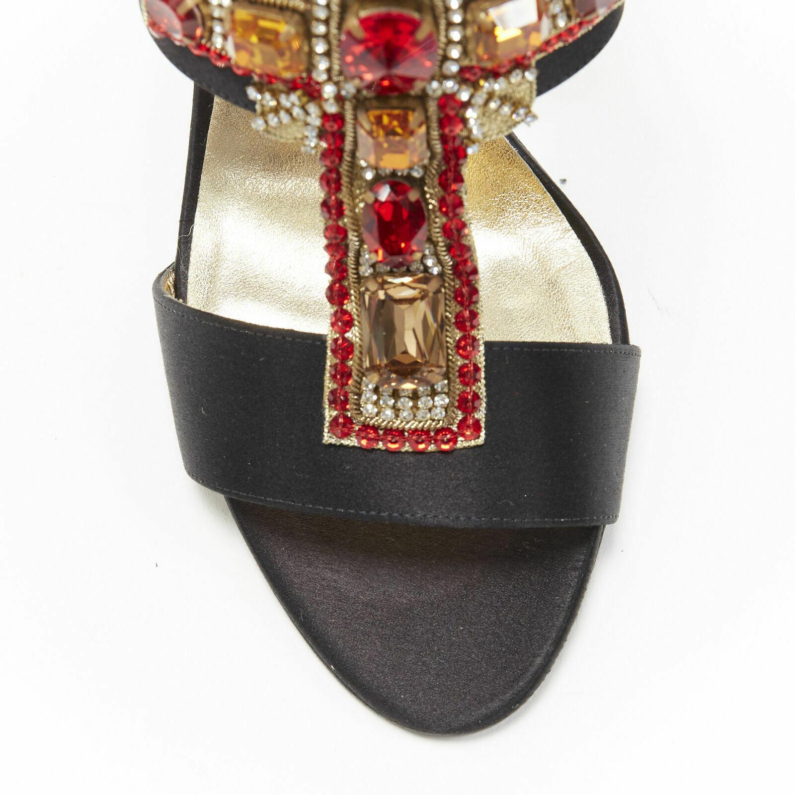 New VERSACE Tribute SS 18  Byzantine Cross red jewel crystal black mule 39 - 9 4