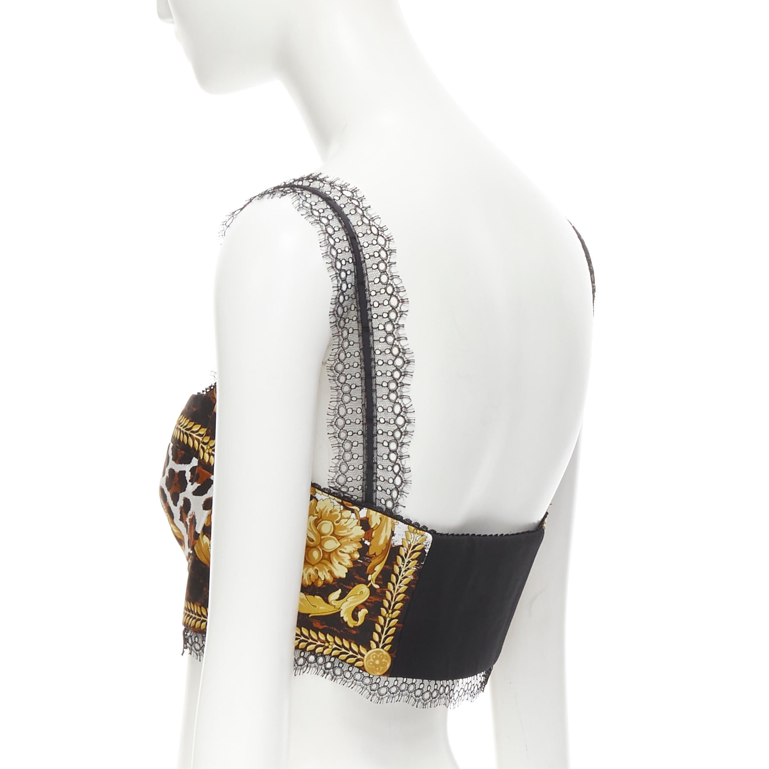 new VERSACE Tribute SS92 Baroque print lace boned bustier bralette top IT42 M In New Condition In Hong Kong, NT