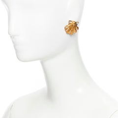 new VERSACE Tribute Tresor De La Mer brushed gold starfish shell crystal earring