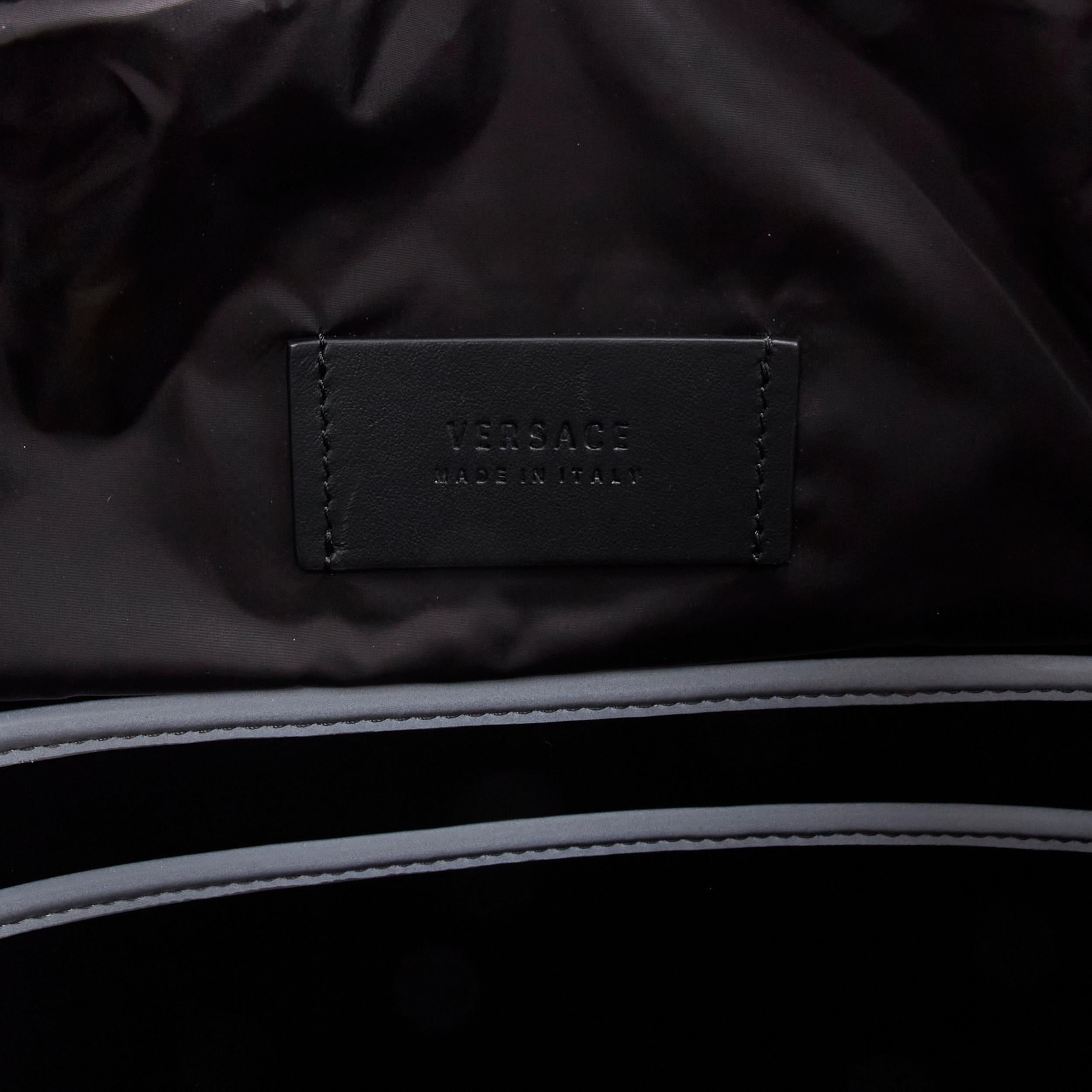 new VERSACE V Code Gianni Signature black orange nylon Greca backpack 2