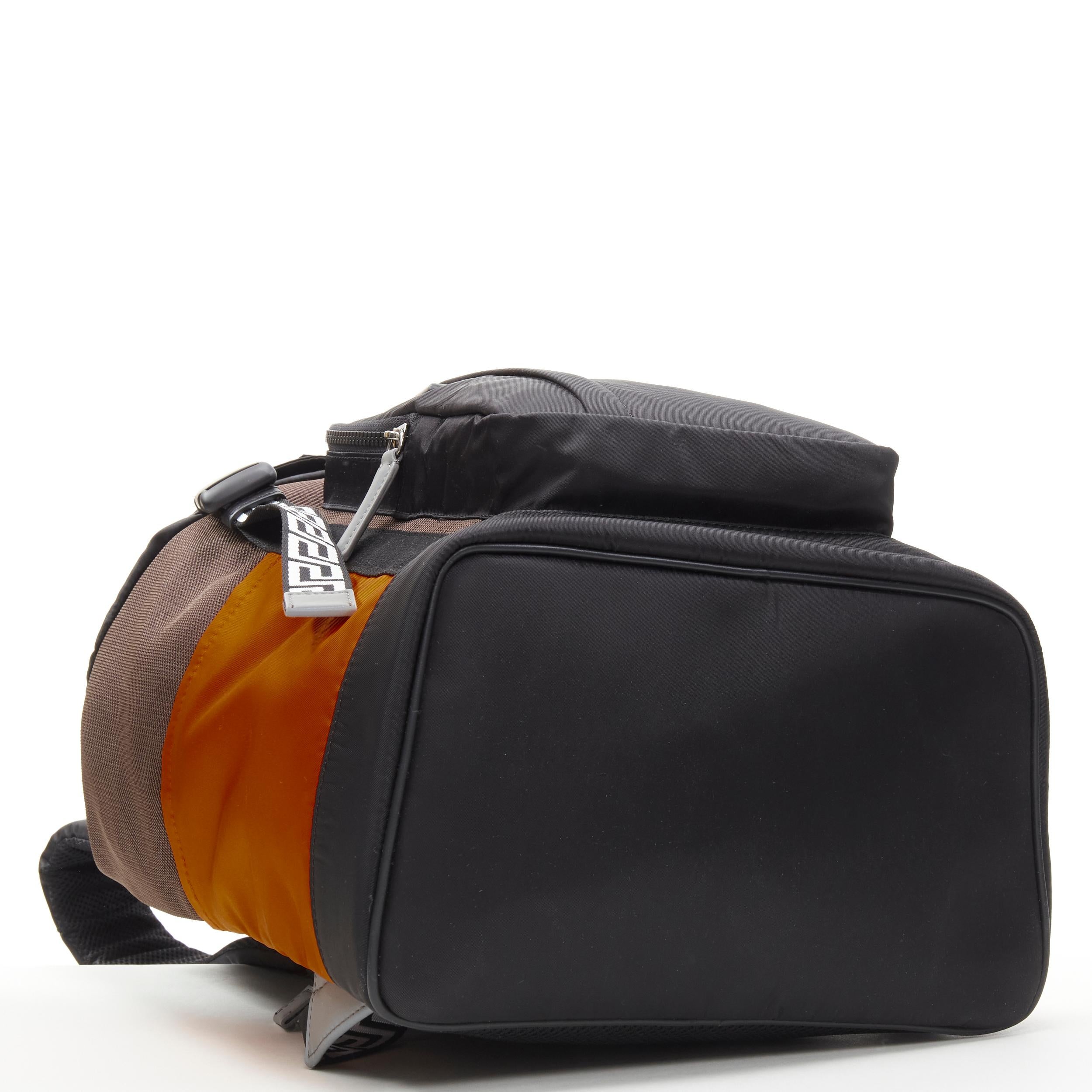 Gray new VERSACE V Code Gianni Signature black orange nylon Greca backpack