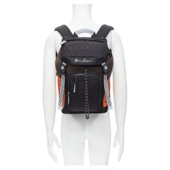 new VERSACE V Code Gianni Signature black orange nylon Greca backpack