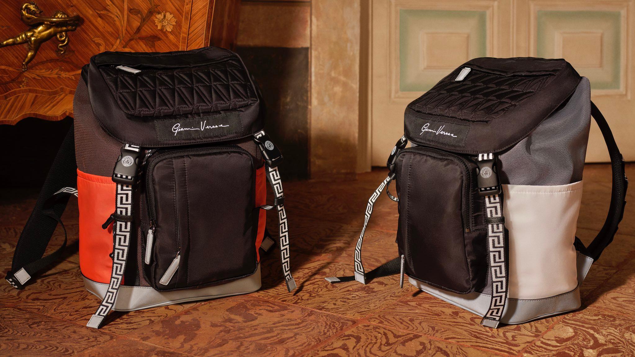 new VERSACE V Code Gianni Signature black red nylon Greca backpack 
Reference: TGAS/C00271 
Brand: Versace 
Designer: Donatella Versace 
Model: DFZ8072 DMXTEX K052E 
Collection: V Code 
Material: Nylon 
Color: Black 
Pattern: Solid 
Closure: