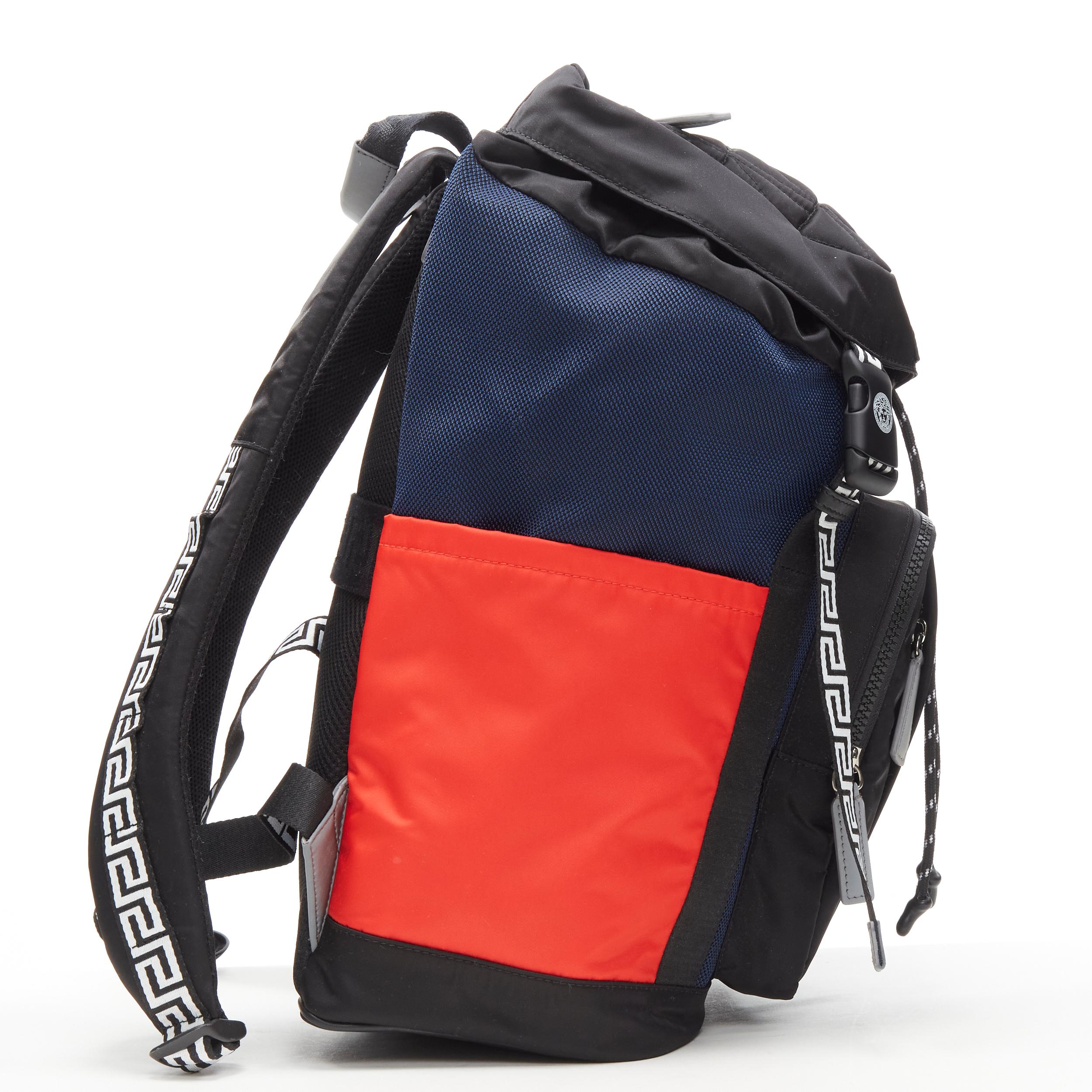 Black new VERSACE V Code Gianni Signature black red nylon Greca backpack
