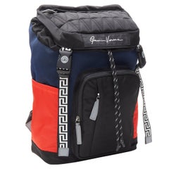 new VERSACE V Code Gianni Signature black red nylon Greca backpack